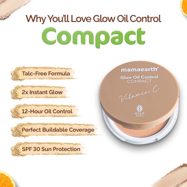 Mamaearth Glow Oil Control Compact/02 Creme Glow, 9 GM