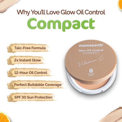 Mamaearth Glow Oil Control Compact/02 Creme Glow, 9 GM