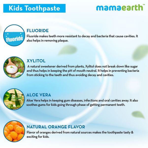 Mamaearth Sulfate Free Awesome Orange Toothpaste For Kids With Fluoride, 50 GM