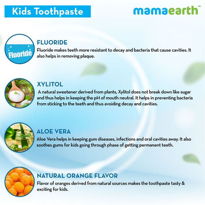 Mamaearth Sulfate Free Awesome Orange Toothpaste For Kids With Fluoride, 50 GM