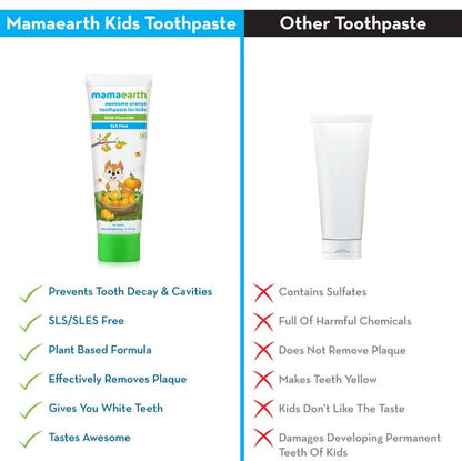 Mamaearth Sulfate Free Awesome Orange Toothpaste For Kids With Fluoride, 50 GM