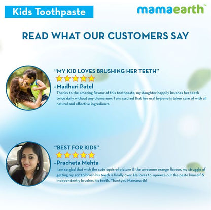 Mamaearth Sulfate Free Awesome Orange Toothpaste For Kids With Fluoride, 50 GM