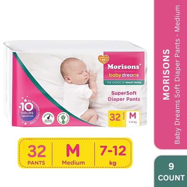 Morisons Baby Dreams Soft Diaper Pants - Medium, 32 Count