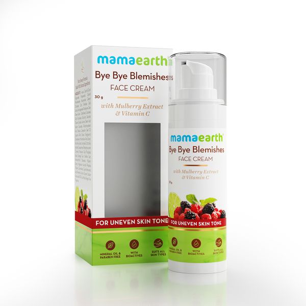 Mamaearth Bye Bye Blemishes Face Cream for Reducing Pigmentation & Blemishes with Mulberry Extract & Vitamin, 30 ML