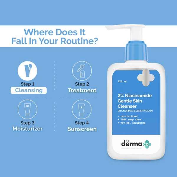 The Derma Co. 2% Niacinamide Gentle Skin Cleanser for Sensitive, Dry & Normal Skin, 125 ML