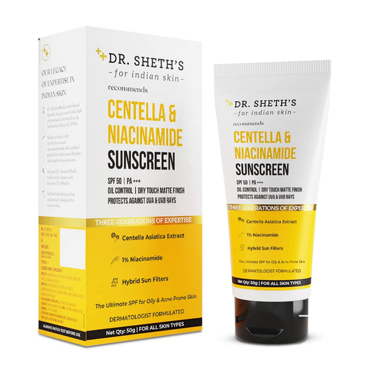 Dr. Sheth’s Centella & Niacinamide Oil & Acne Control Sunscreen, 50 GM
