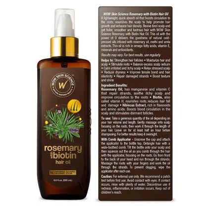 WOW SKIN SCIENCE ROSEMARY WITH BIOTIN HAIR OIL, 200 ML