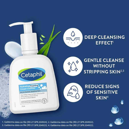 Cetaphil Hydrating Foaming Cream Cleanser, 236 ML