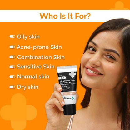 The Derma Co. 1% Hyaluronic Tinted Sunscreen Gel-SPF 60, 30 GM