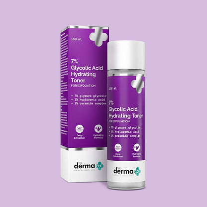 The Derma Co. 7% Glycolic Acid Hydrating Toner with Glycolic Acid & Hyaluronic Acid, 150 ML