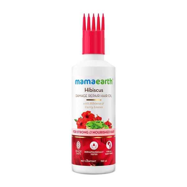 Mamaearth Hibiscus Damage Repair Hair Oil with Hibiscus & Curry Leaves, 150 ML