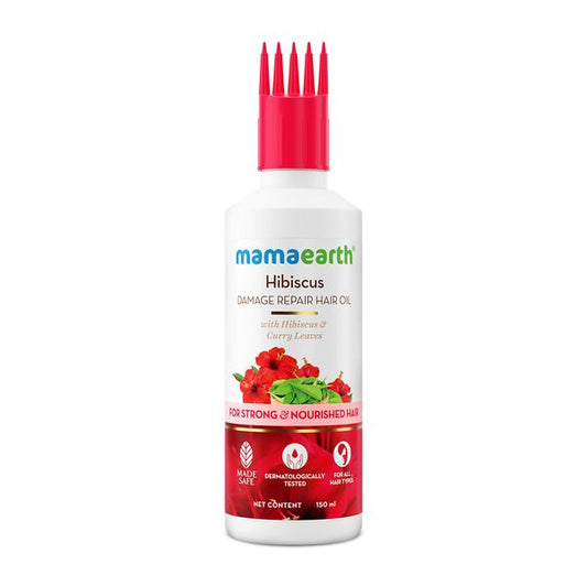 Mamaearth Hibiscus Damage Repair Hair Oil with Hibiscus & Curry Leaves, 150 ML