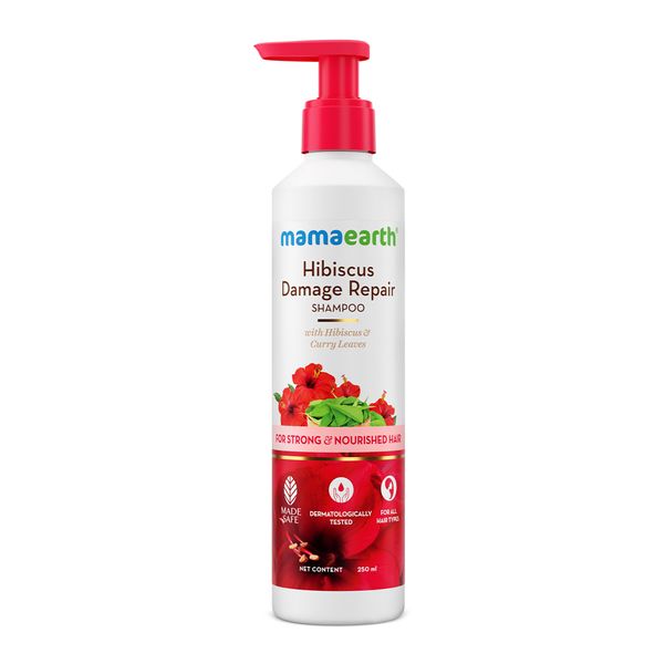Mamaearth Hibiscus Damage Repair Shampoo With Hibiscus & Curry Leaves, 250 ML