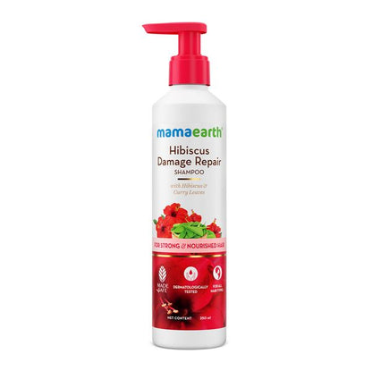 Mamaearth Hibiscus Damage Repair Shampoo With Hibiscus & Curry Leaves, 250 ML