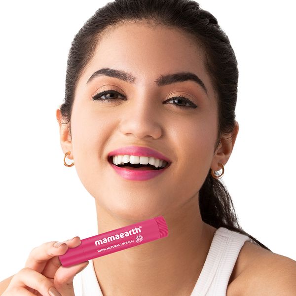 Mamaearth Nourishing Lip Balm 100% Natural With Vitamin E And Raspberry, 4 GM