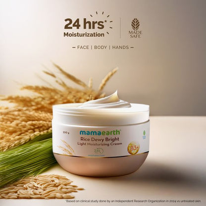 Mamaearth Rice Dewy Bright Light Moisturizing Cream, 200 GM