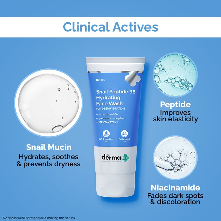 The Derma Co. Snail Peptide 96 Hydrating Face Wash with Snail Mucin & Peptide Complex, 80 ML