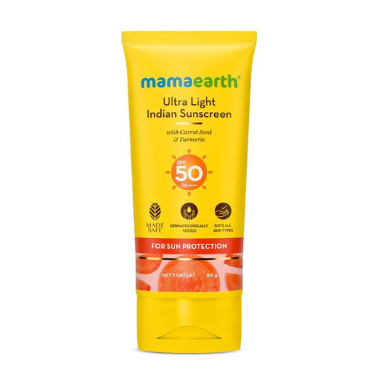 Mamaearth Ultra Light Indian Sunscreen SPF50 PA+++, 80 ML