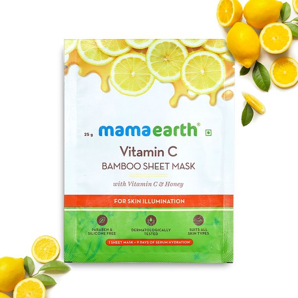 Mamaearth Vitamin C Bamboo Sheet Mask with Vitamin C & Honey, 25 GM