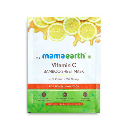 Mamaearth Vitamin C Bamboo Sheet Mask with Vitamin C & Honey, 25 GM