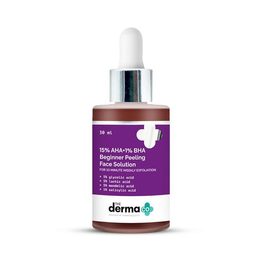 The Derma Co. 15% AHA+1% BHA Beginner Face Peeling Solution, 30 ML