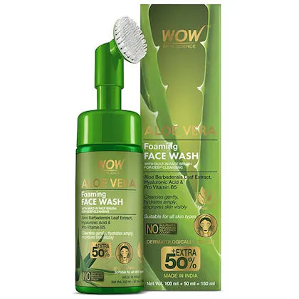 WOW SKIN SCIENCE ALOE VERA FOAMING FW W/BRUSH, 150 ML