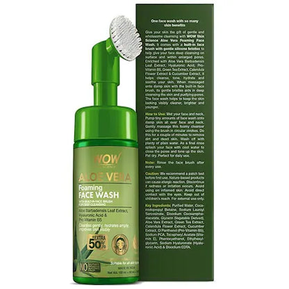 WOW SKIN SCIENCE ALOE VERA FOAMING FW W/BRUSH, 150 ML